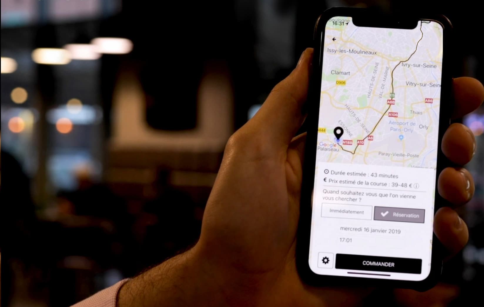 Réservation d’une course dans l’application TaxiClub